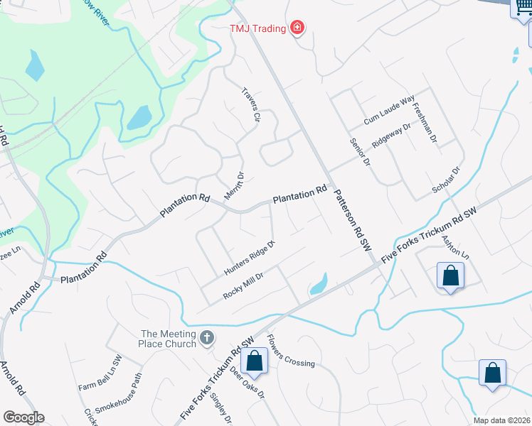 map of restaurants, bars, coffee shops, grocery stores, and more near 1911 Hunters Ridge Dr in Lawrenceville