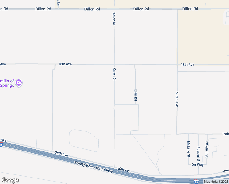 map of restaurants, bars, coffee shops, grocery stores, and more near Karen Drive in Palm Springs