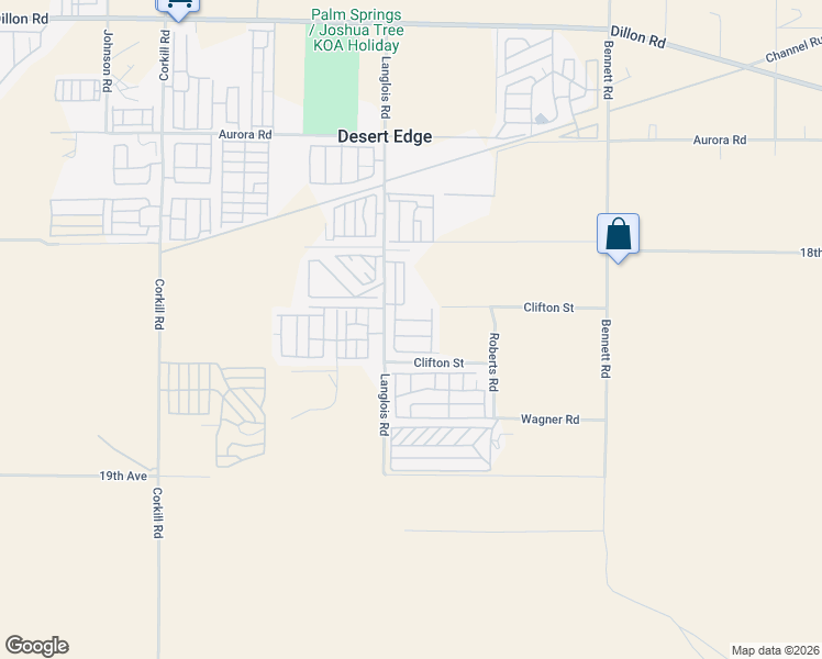 map of restaurants, bars, coffee shops, grocery stores, and more near 18070 Langlois Road in Desert Hot Springs
