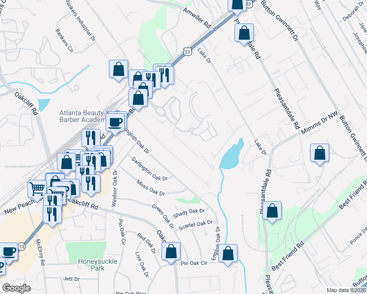 map of restaurants, bars, coffee shops, grocery stores, and more near 2486 Norwood Park Crossing in Doraville