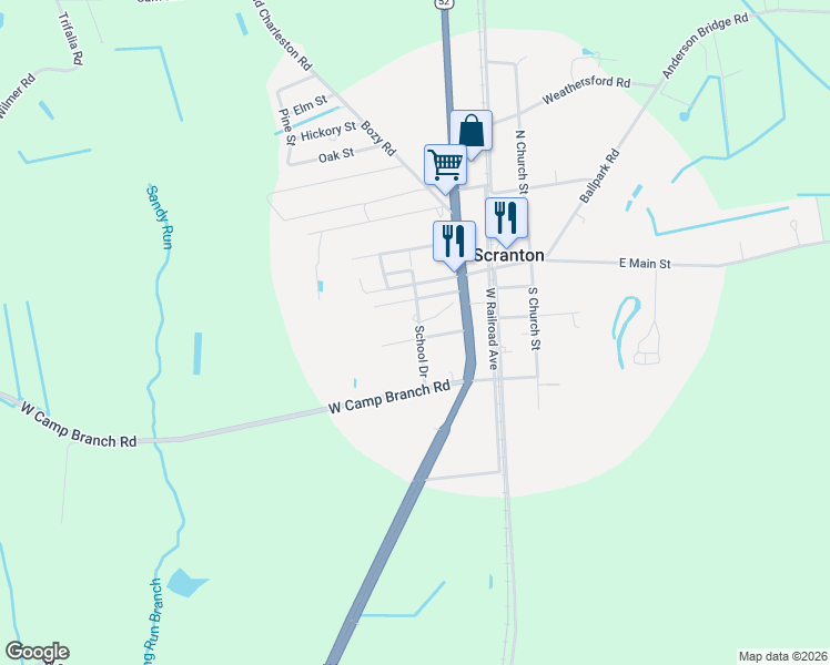 map of restaurants, bars, coffee shops, grocery stores, and more near 1803 School Drive in Scranton