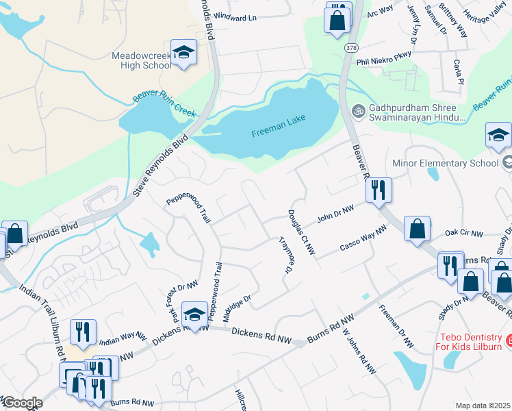 map of restaurants, bars, coffee shops, grocery stores, and more near 1213 Brockdell Court in Norcross
