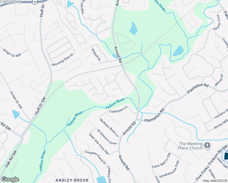 map of restaurants, bars, coffee shops, grocery stores, and more near 2614 Barndale Drive in Lawrenceville