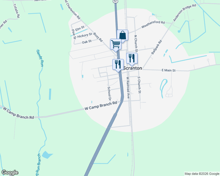 map of restaurants, bars, coffee shops, grocery stores, and more near 1803 School Drive in Scranton