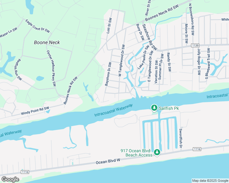 map of restaurants, bars, coffee shops, grocery stores, and more near 3241 Waterview Drive Southwest in Brunswick County