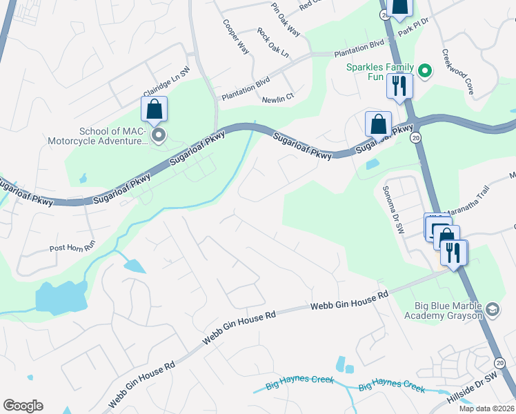 map of restaurants, bars, coffee shops, grocery stores, and more near 700 Johns Landing Way in Lawrenceville
