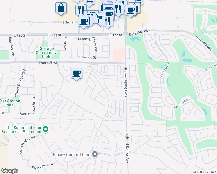 map of restaurants, bars, coffee shops, grocery stores, and more near 170 Potter Creek in Beaumont