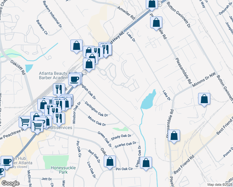 map of restaurants, bars, coffee shops, grocery stores, and more near 2508 Norwood Park Crossing in Atlanta