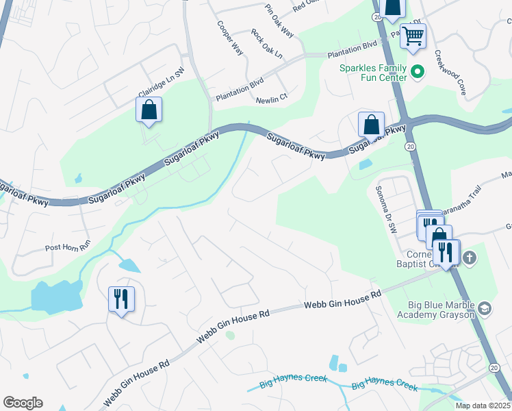 map of restaurants, bars, coffee shops, grocery stores, and more near 690 Johns Landing Way in Lawrenceville