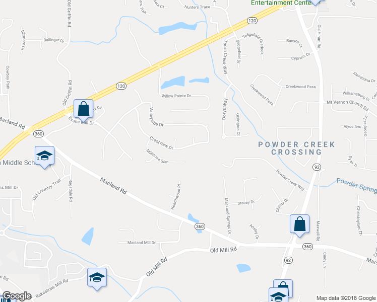 map of restaurants, bars, coffee shops, grocery stores, and more near 382 Crestview Drive in Dallas