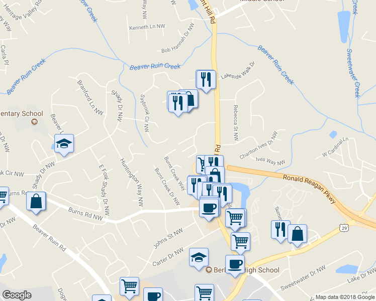 map of restaurants, bars, coffee shops, grocery stores, and more near 3975 Isaac Court in Lilburn