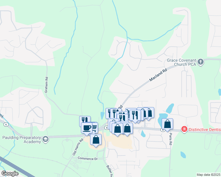 map of restaurants, bars, coffee shops, grocery stores, and more near 174 Sunset Drive in Dallas
