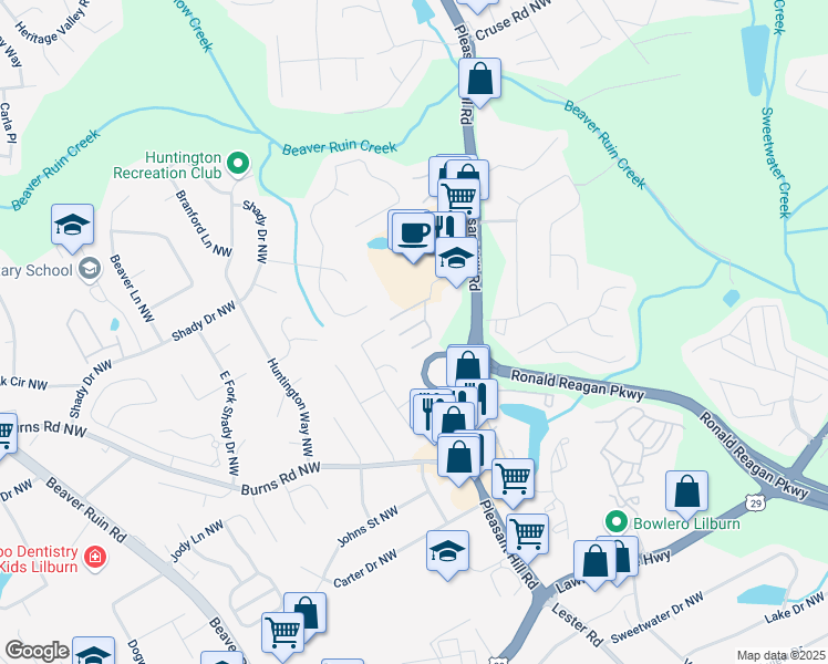 map of restaurants, bars, coffee shops, grocery stores, and more near 3981 Isaac Court in Lilburn
