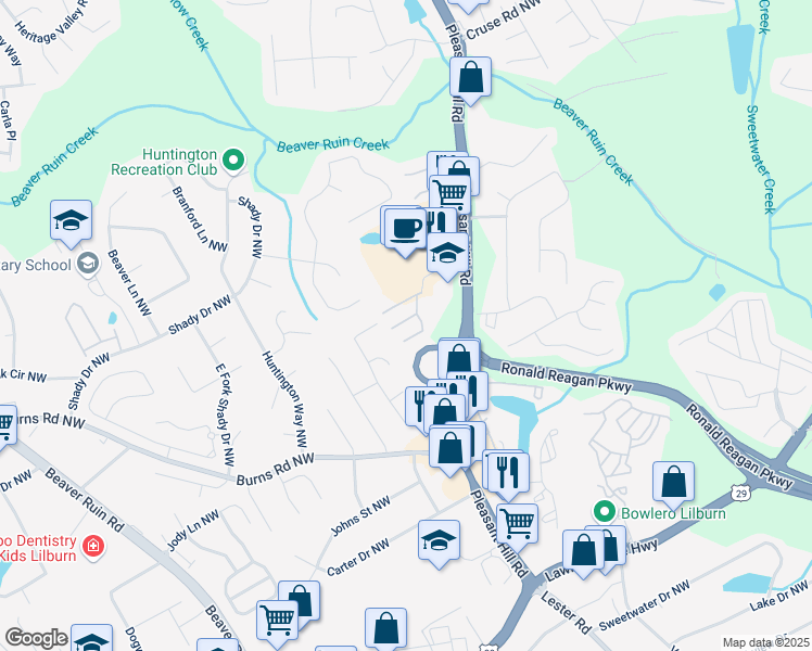 map of restaurants, bars, coffee shops, grocery stores, and more near 3981 Isaac Court in Lilburn