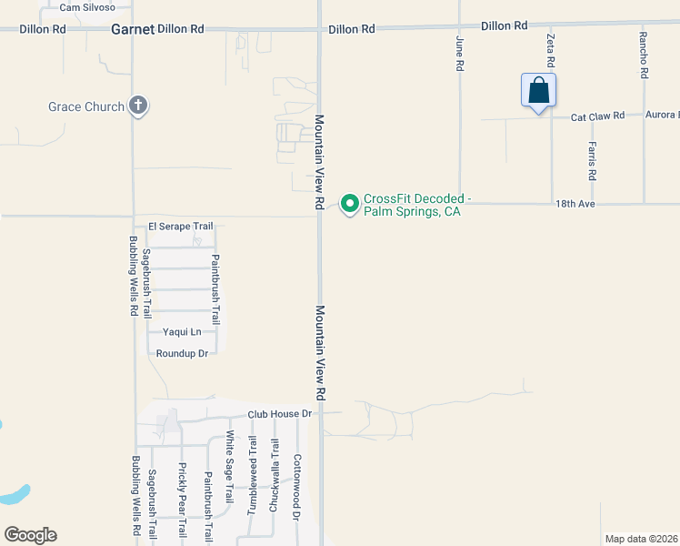 map of restaurants, bars, coffee shops, grocery stores, and more near Mountain View Drive in Desert Hot Springs