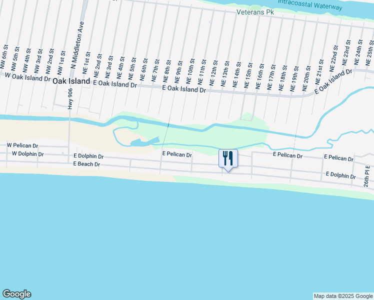map of restaurants, bars, coffee shops, grocery stores, and more near 926 East Pelican Drive in Oak Island