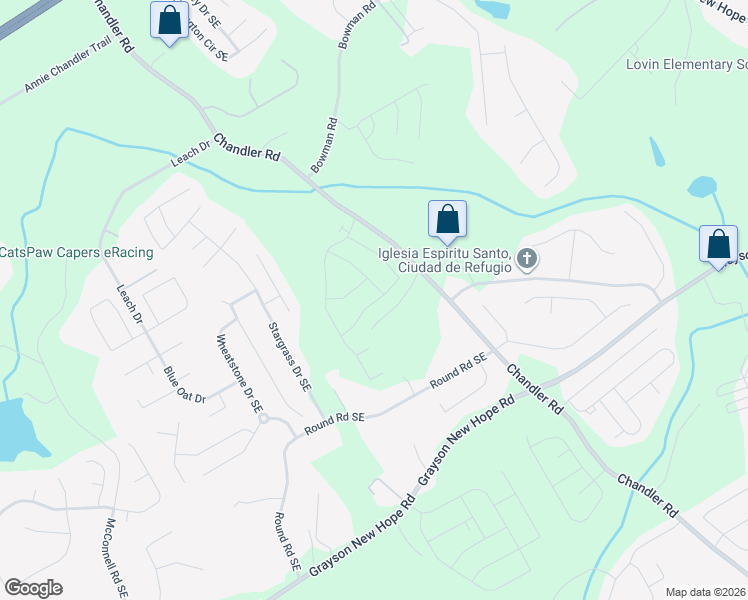 map of restaurants, bars, coffee shops, grocery stores, and more near 1672 Sharpton Trail in Lawrenceville