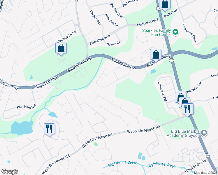 map of restaurants, bars, coffee shops, grocery stores, and more near 700 Johns Landing Way in Lawrenceville