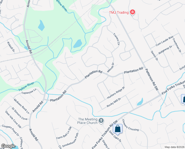 map of restaurants, bars, coffee shops, grocery stores, and more near 2086 Plantation Road in Lawrenceville