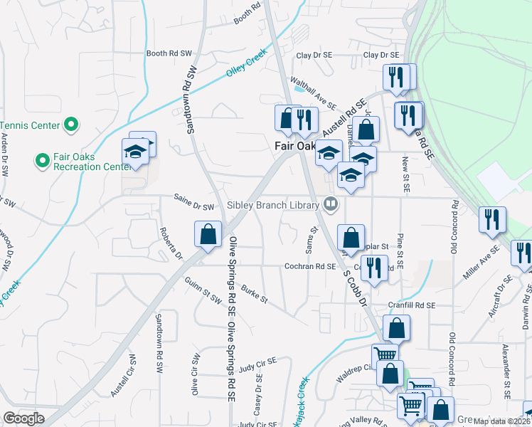 map of restaurants, bars, coffee shops, grocery stores, and more near 1565 Crider Road in Marietta