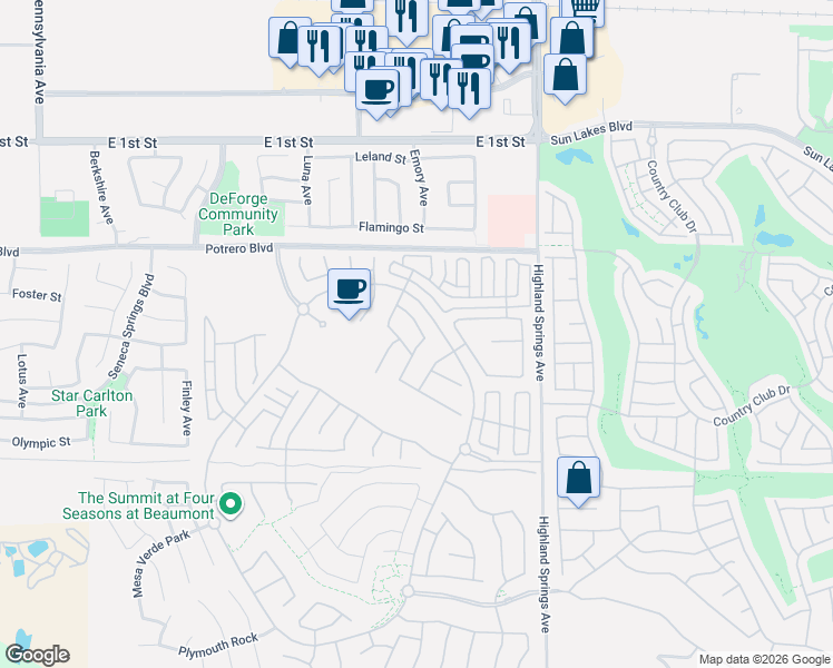 map of restaurants, bars, coffee shops, grocery stores, and more near 1583 Turtle Creek in Beaumont