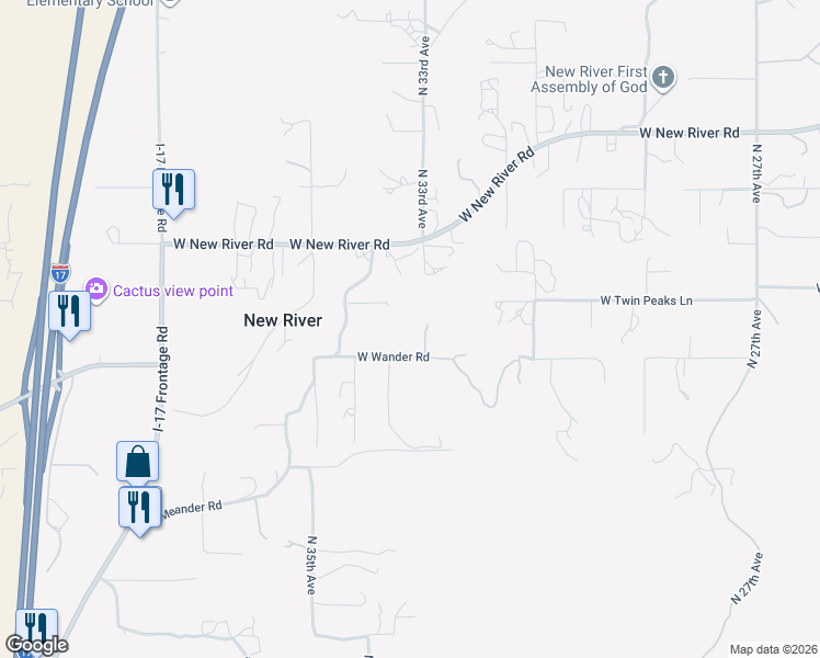 map of restaurants, bars, coffee shops, grocery stores, and more near 3322 West Wander Road in Phoenix