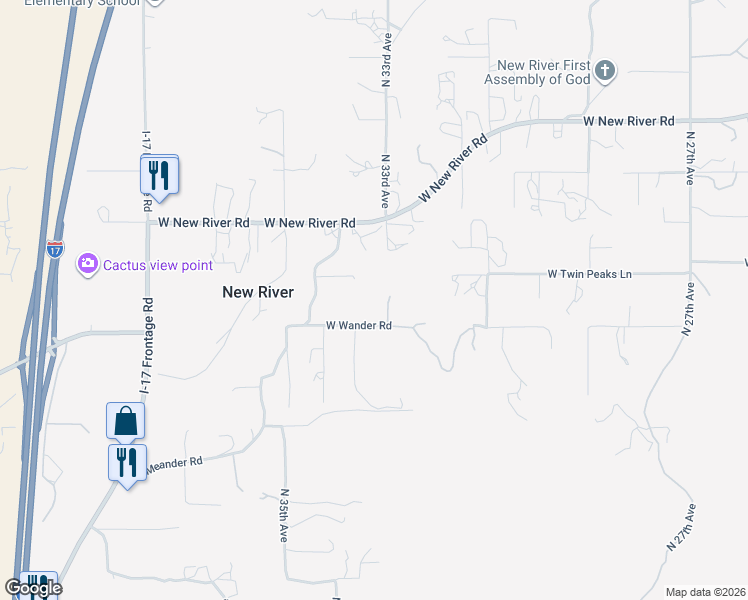 map of restaurants, bars, coffee shops, grocery stores, and more near 3322 West Wander Road in Phoenix