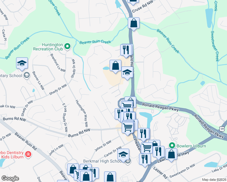 map of restaurants, bars, coffee shops, grocery stores, and more near 3970 Isaac Court in Lilburn