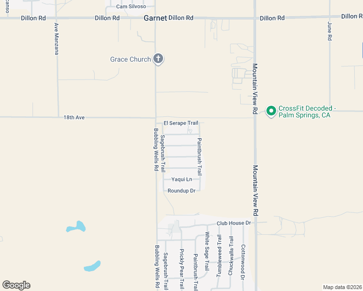 map of restaurants, bars, coffee shops, grocery stores, and more near 67580 El Sombrero Lane in Desert Hot Springs