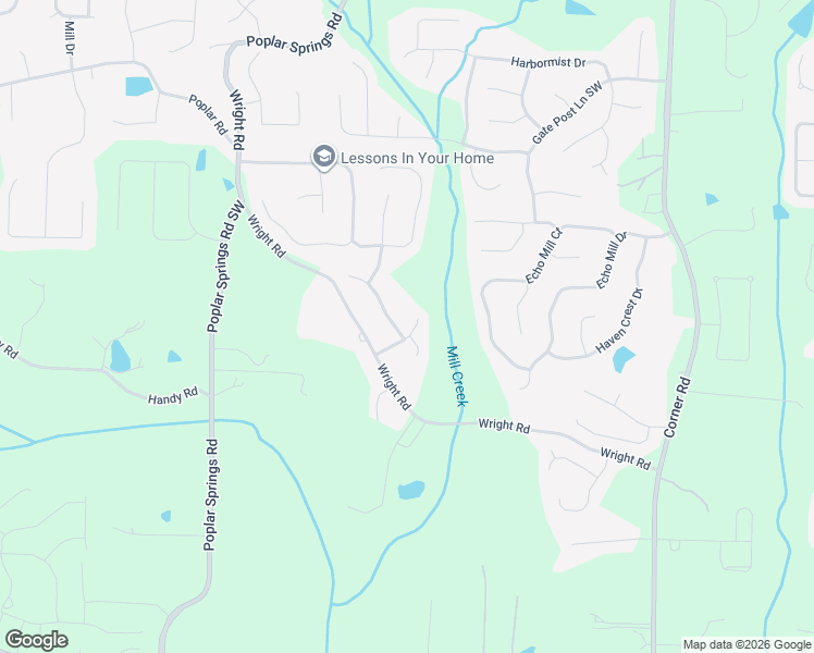 map of restaurants, bars, coffee shops, grocery stores, and more near 1308 Abbeygreen Court in Hiram