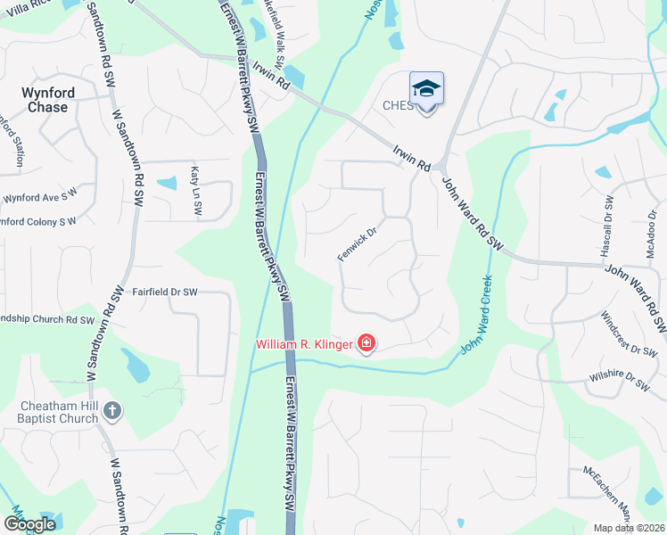 map of restaurants, bars, coffee shops, grocery stores, and more near 1436 Fenwick Drive in Marietta
