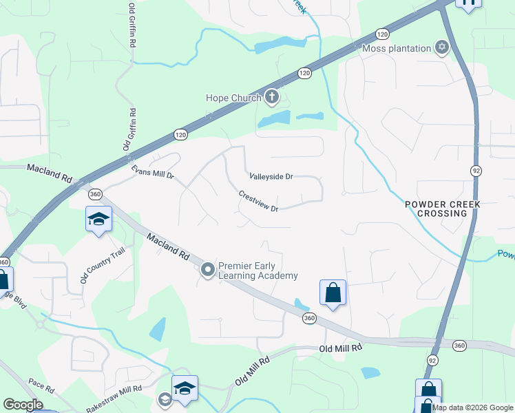 map of restaurants, bars, coffee shops, grocery stores, and more near 246 Crestview Drive in Dallas