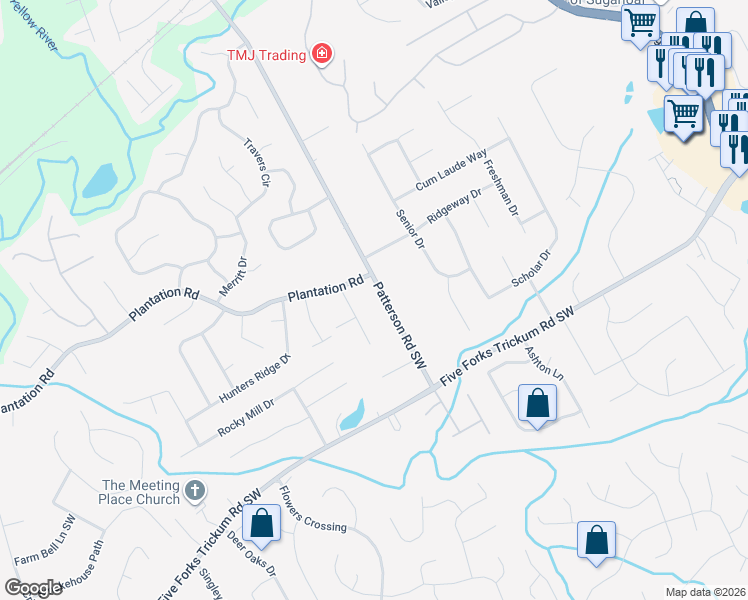 map of restaurants, bars, coffee shops, grocery stores, and more near 492 Fairhaven Court in Lawrenceville
