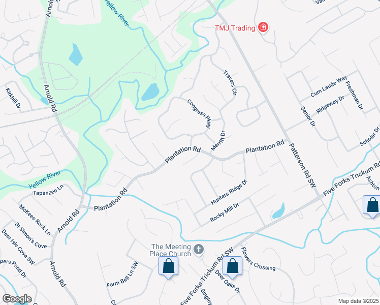 map of restaurants, bars, coffee shops, grocery stores, and more near 2056 Plantation Road in Lawrenceville