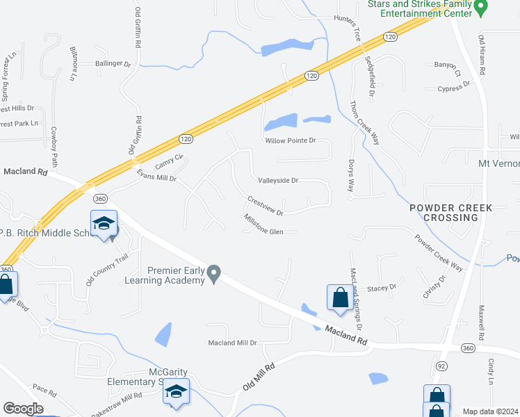 map of restaurants, bars, coffee shops, grocery stores, and more near 228 Crestview Drive in Dallas