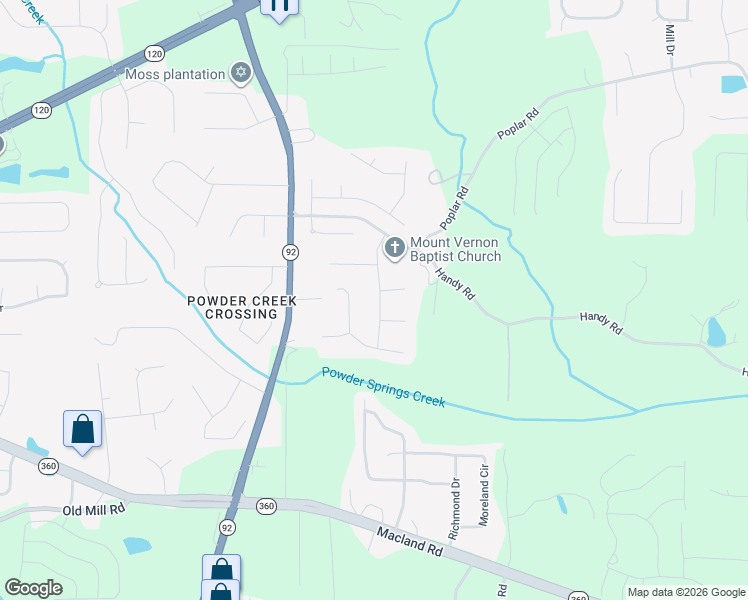 map of restaurants, bars, coffee shops, grocery stores, and more near 176 Georgias Lane in Dallas