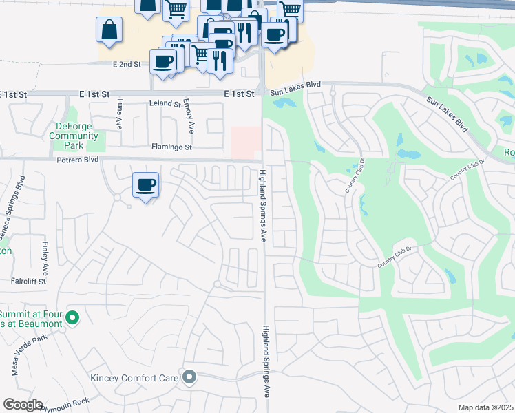 map of restaurants, bars, coffee shops, grocery stores, and more near 158 Salt Creek in Beaumont