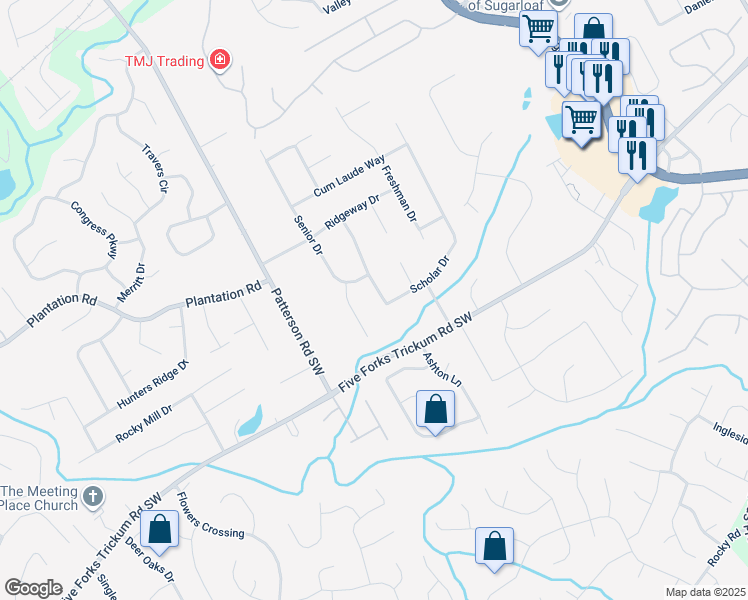 map of restaurants, bars, coffee shops, grocery stores, and more near 1766 Scholar Drive in Lawrenceville