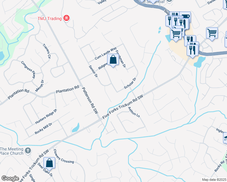 map of restaurants, bars, coffee shops, grocery stores, and more near 1766 Scholar Drive in Lawrenceville