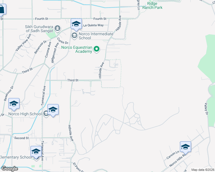map of restaurants, bars, coffee shops, grocery stores, and more near 770 3rd Street in Norco