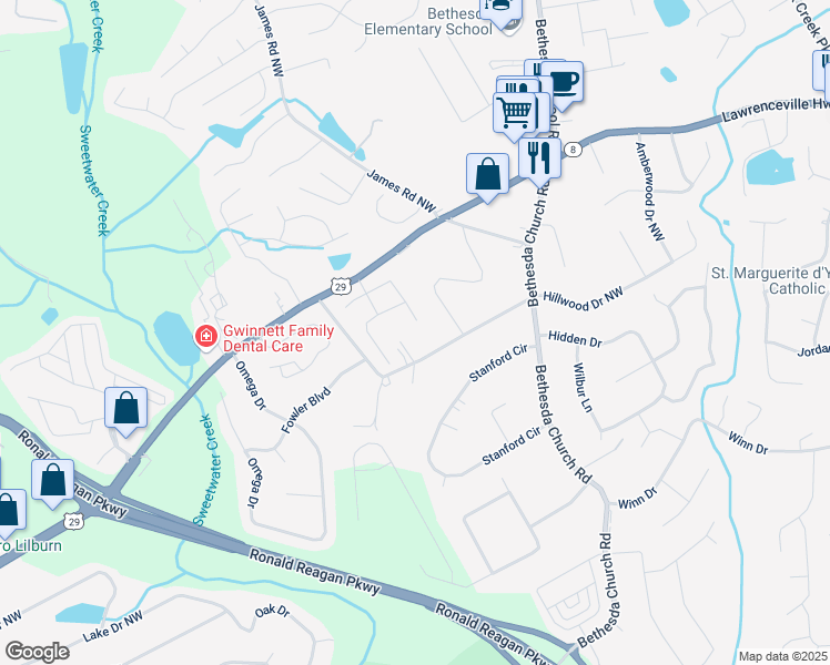map of restaurants, bars, coffee shops, grocery stores, and more near 3226 Lawrenceville Highway in Lawrenceville