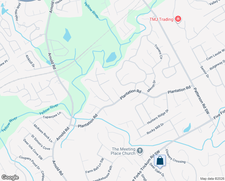 map of restaurants, bars, coffee shops, grocery stores, and more near 305 Plantation View Drive in Lawrenceville