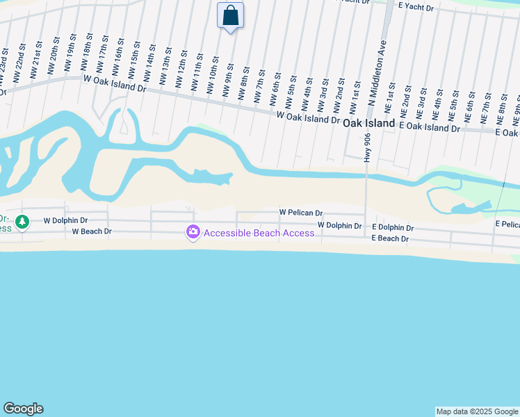 map of restaurants, bars, coffee shops, grocery stores, and more near 1936-2532 W Pelican Dr in Oak Island