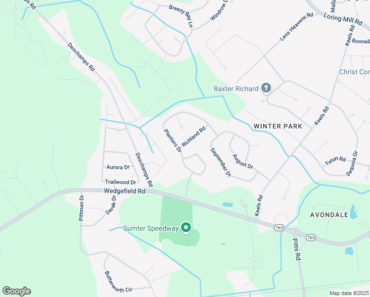 map of restaurants, bars, coffee shops, grocery stores, and more near 3180 Richland Road in Sumter