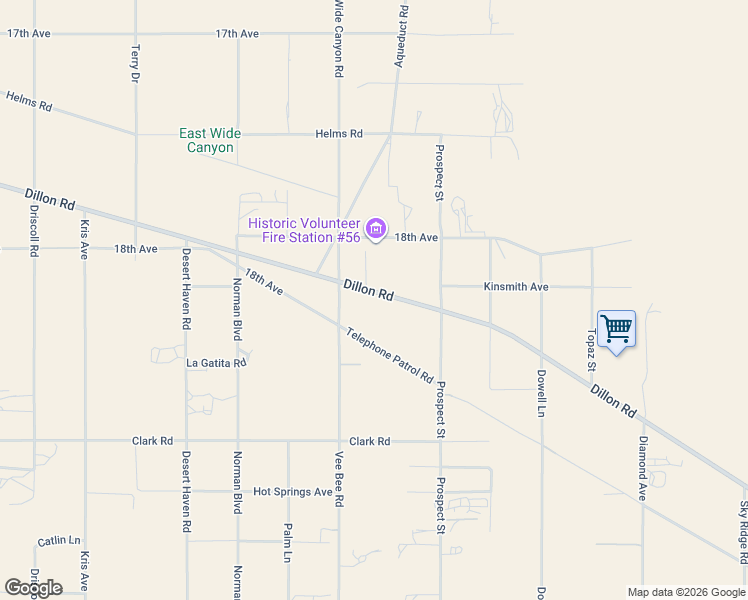 map of restaurants, bars, coffee shops, grocery stores, and more near 73170 Dillon Road in Desert Hot Springs