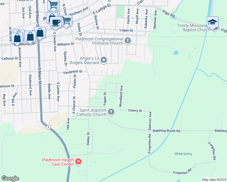 map of restaurants, bars, coffee shops, grocery stores, and more near 515 Vandy Avenue in Piedmont