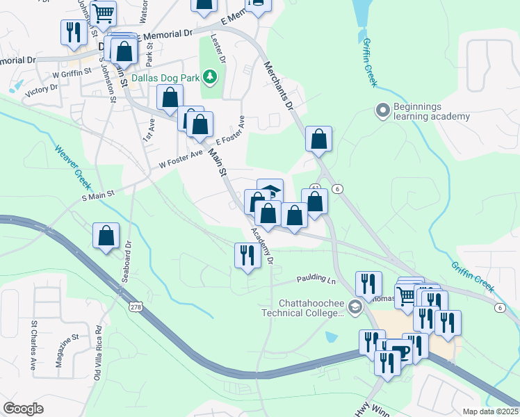 map of restaurants, bars, coffee shops, grocery stores, and more near 520 Hardee Street in Dallas