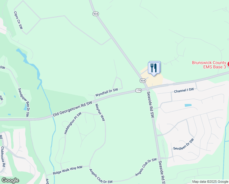 map of restaurants, bars, coffee shops, grocery stores, and more near 931 Wyndfall Drive Southwest in Sunset Beach