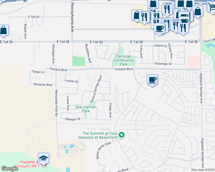 map of restaurants, bars, coffee shops, grocery stores, and more near 1449 Tripoli Street in Beaumont