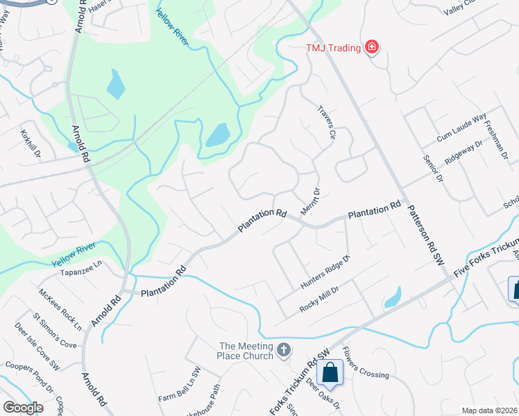 map of restaurants, bars, coffee shops, grocery stores, and more near 2075 Plantation Road in Lawrenceville